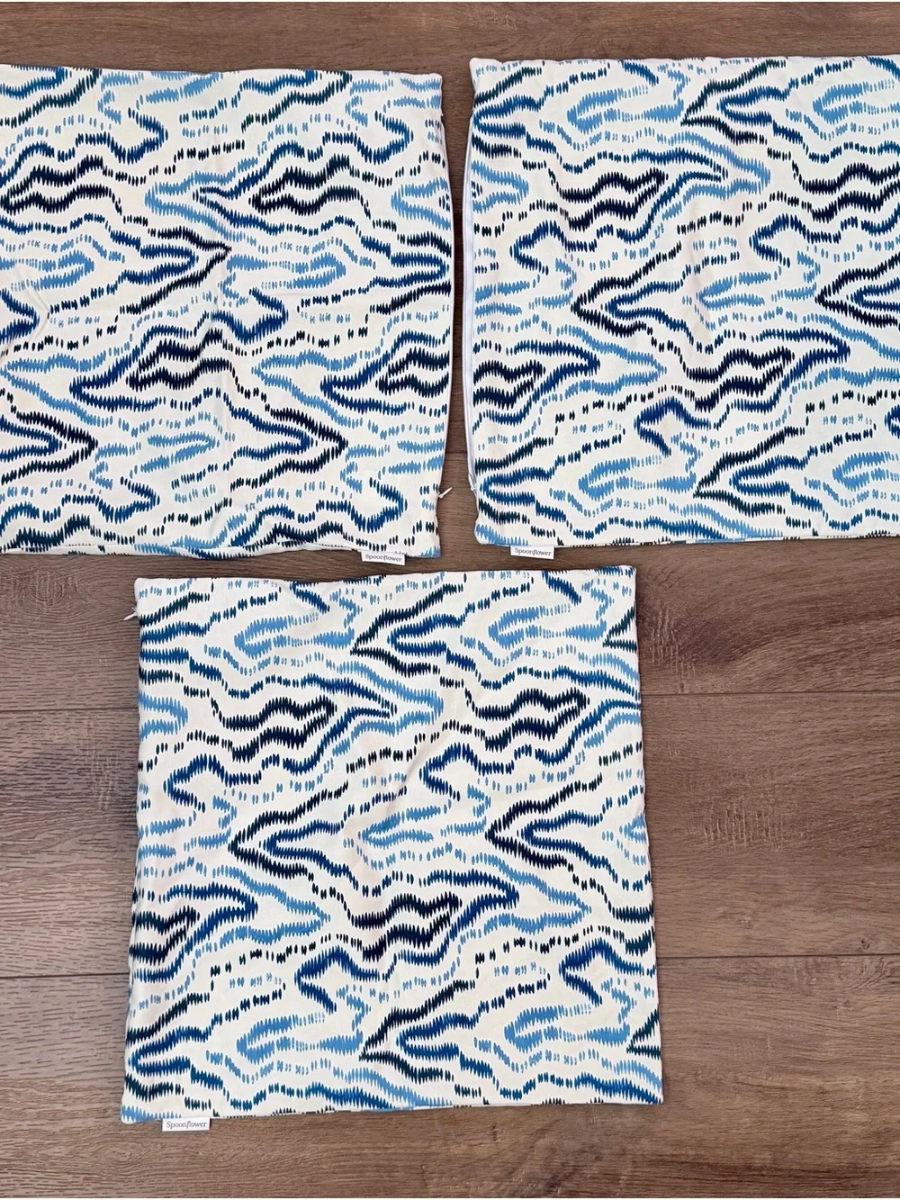 Spoonflower Blue Patterned Linen Cotton  Throw Pillow Cover - Home Accents